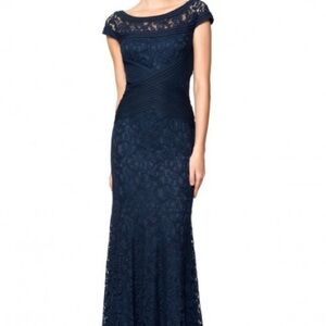 Tadashi Shoji lace pintuck gown